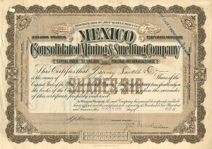 Mexico Consolidated Mining and Smelting Co.  - Stock Certificate